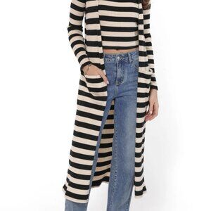 Sadie & Sage CARDIGAN SWEATER - Black and Ivory stripes - NEW WITH TAGS - Size S
